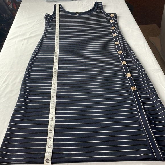 Tribal Femme Navy Blue and Tan Striped Maxi Dress - Picture 8 of 9